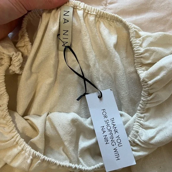 Na Nin Stella Raw Silk Crop Top Cream - Picture 9 of 9